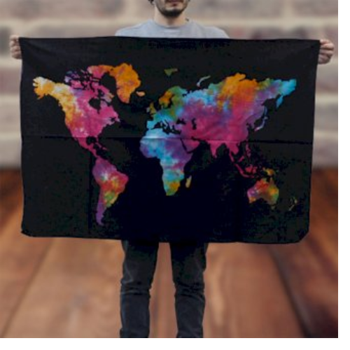Tie Dye map of the world wall hanging
