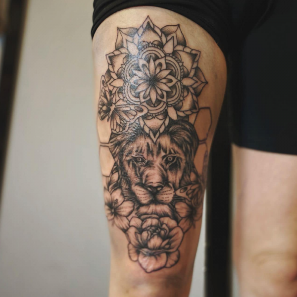 Lion and Flowers