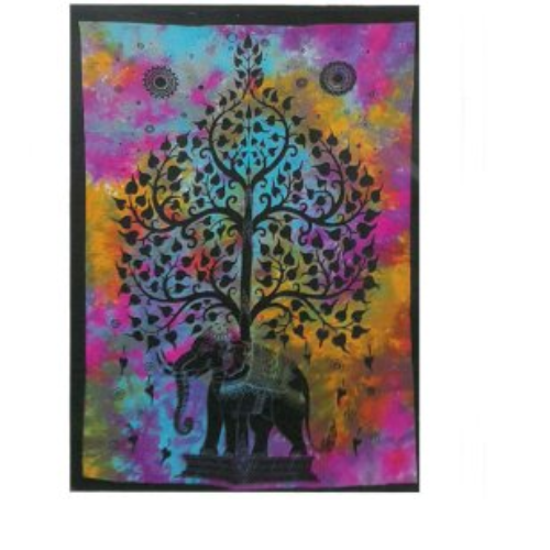 Tie Dye Elephant Tree wall hanging