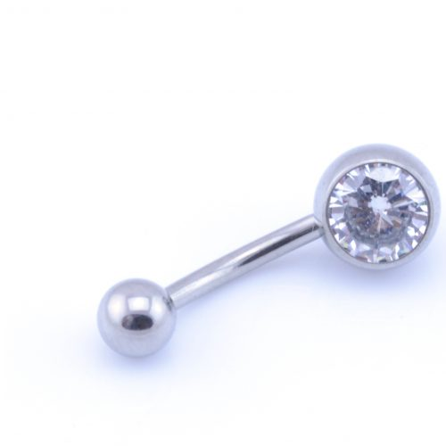 Crystal  Jewelled Navel Bar 1.6mm x  10mm