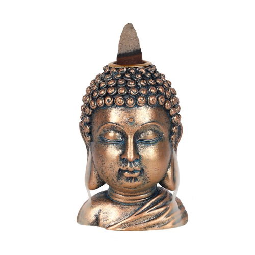 Bronze Buddha Head Backflow Incense Burner