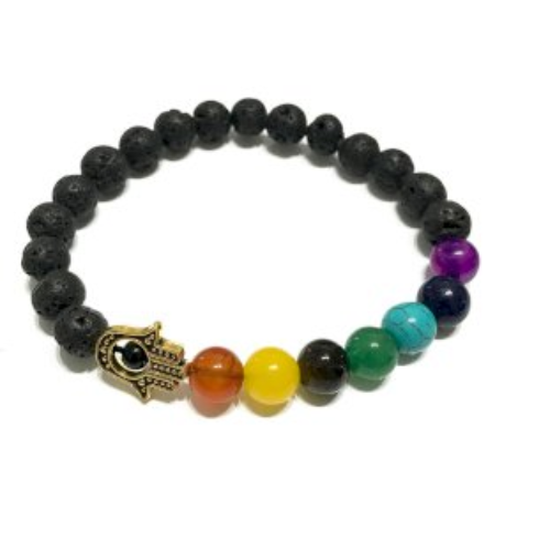 Lava Stone Bracelet - Hamsa Chakra