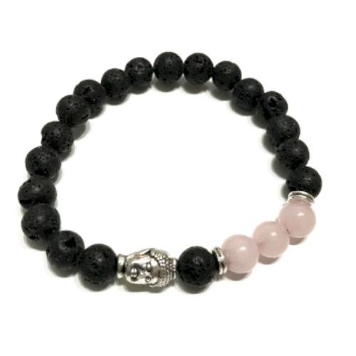 Lava Stone Bracelet - Buddha Rose Quartz