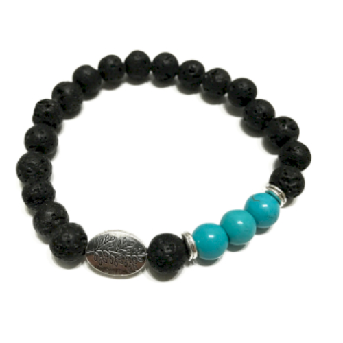 Lava Stone Bracelet - Leaf Turquoise