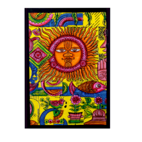 Handbrushed Cotton Wall Art - Sun