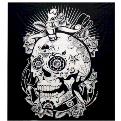 B & W Rose Skull wall hanging