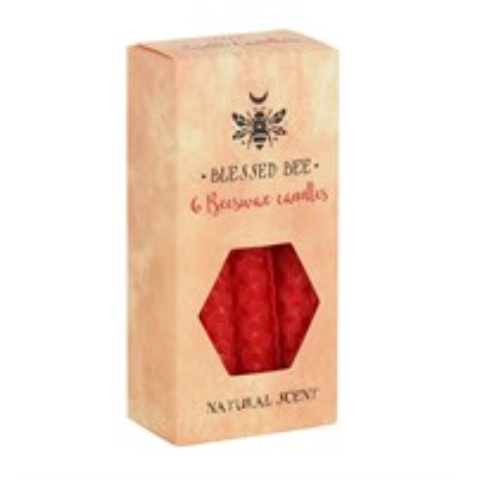 Pack of 6 Red Beeswax Spell Candles