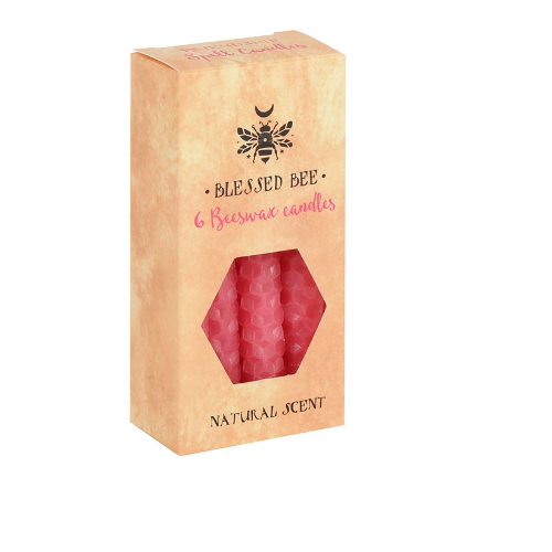 Pack of 6 Pink Beeswax Spell Candles