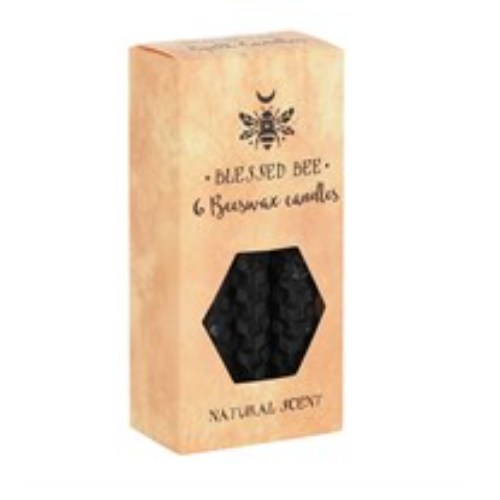 Pack of 6 Black Beeswax Spell Candles