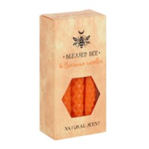 Pack of 6 Orange Beeswax Spell Candles