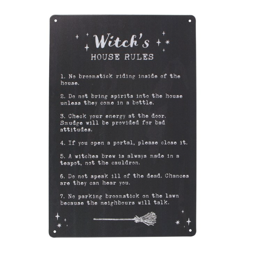 Witches House Rules Metal Sign