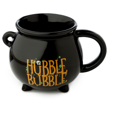 Hubble Bubble Cauldron Mug Orange Writing