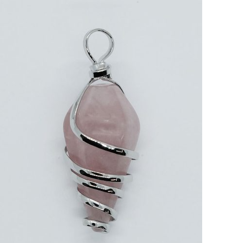 Rose Quartz Wired  Cone Pendant