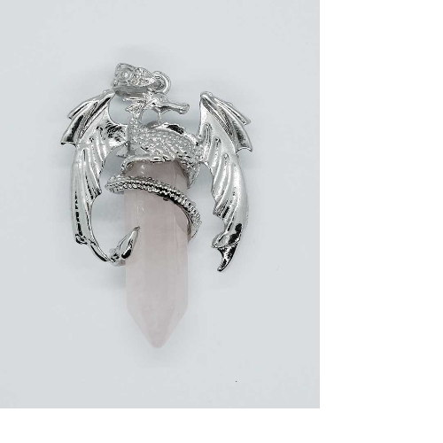 Dragon on Rose Quartz Pendant