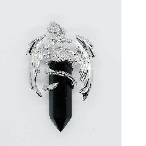 Dragon on Black Obsidian Pendant