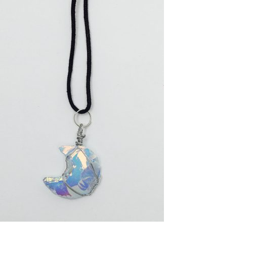Wired Opalite Moon Pendant
