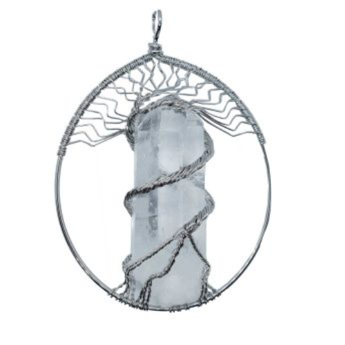 Oval Quartz Tree of Life Pendant