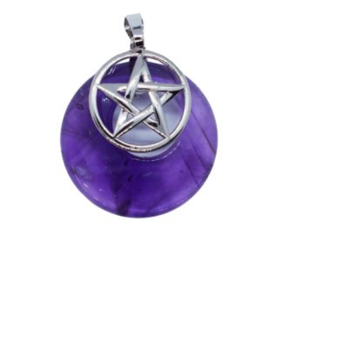 Pentagram on Amethyst Donut  Pendant