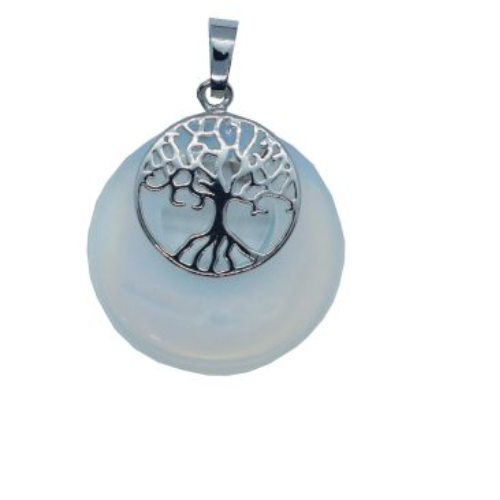 Tree of Life on Opalite Donut  Pendant