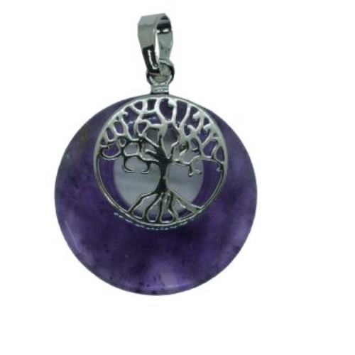 Tree of Life on Amethyst Donut  Pendant