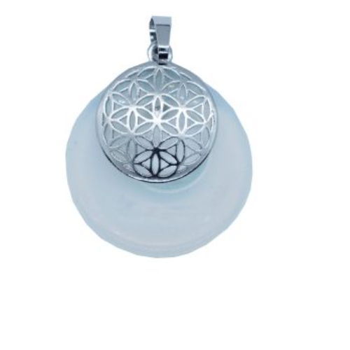 Flower of Life on Opalite  Donut  Pendant