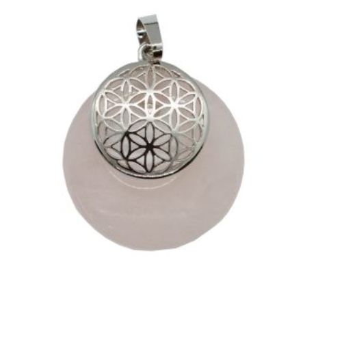 Flower of Life on Rose Quartz  Donut  Pendant