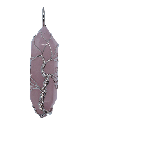 Tree of Light Wired Rose Quartz Pendant