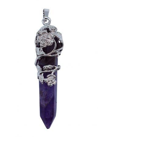 flower on Amethyst Pendant