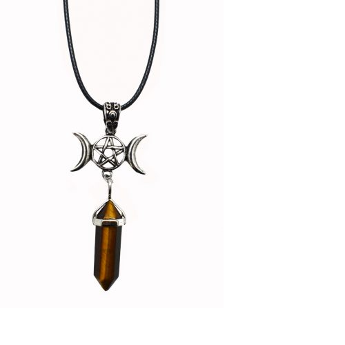 Triple Moon on Tigers Eye  Pendant