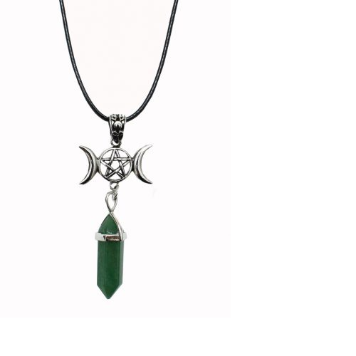 Triple Moon on Aventurine Pendant