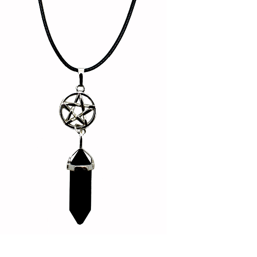 Pentagram on Obsidian Pendant