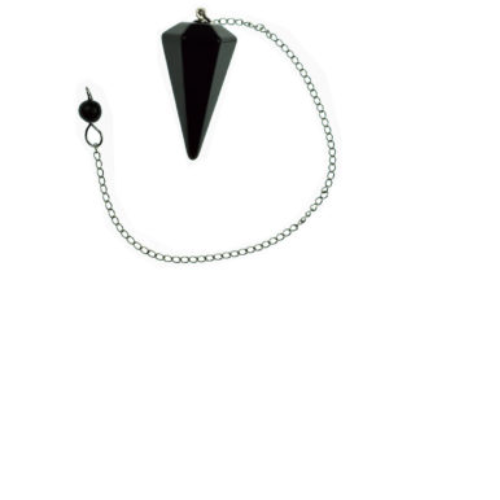 Faceted Black Obsidian  Pendulum