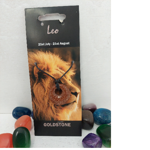 Leo Goldstone Round Pendant