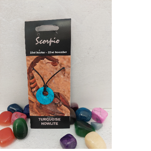 Scorpio Turquoise Howlite Round Pendant