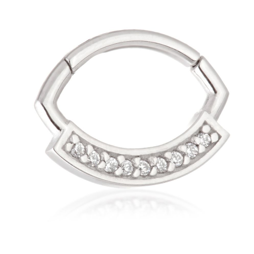 1.2 x 10mm Steel  Jewelled Pavé Hinged Ring