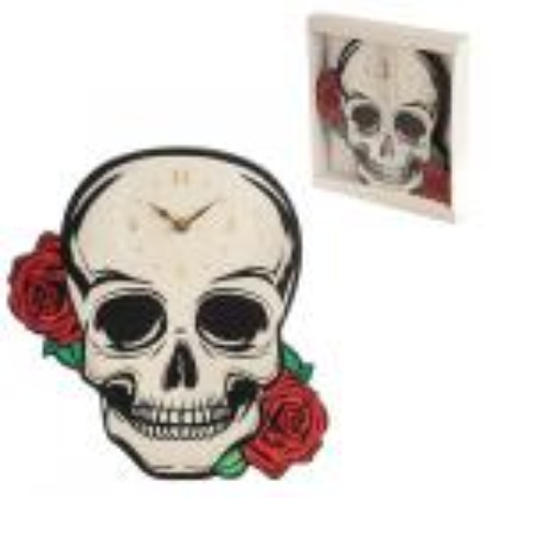 Skull & Roses Shaped Picture Clock Skull & Roses Shaped Picture Clock