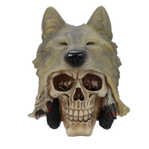 Skull with Wolf Head  Decoration