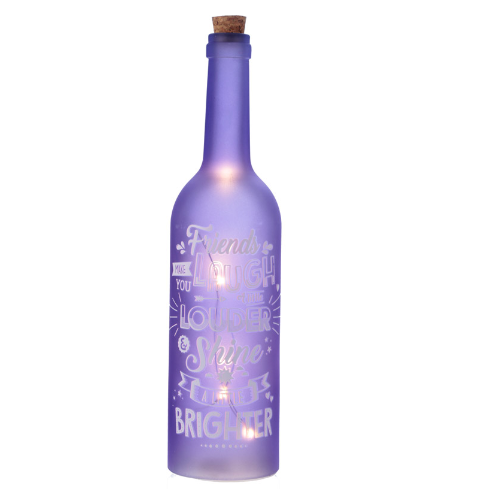 Decorative Matte LED Light Bottle Wish Upon a Star Slogan - Purple