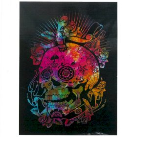 Tie Dye Day of the Dead Skull wall hanging