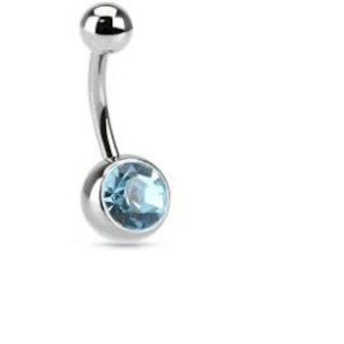 Aqua Jewelled Navel Bar 1.6mm x 10mm