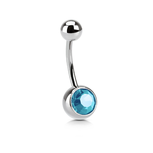 Saphire Jewelled Navel Bar 1.6mm x  10mm