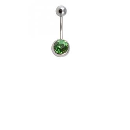 Emerald Jewelled Navel Bar 1.6mm x 10mm