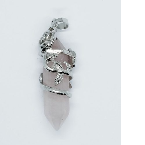 Rose on Rose Quartz Pendant