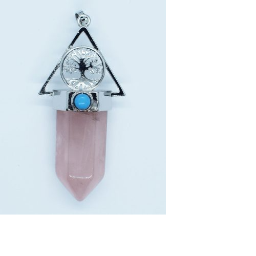 Tree Of Life Rose Quartz Pendant