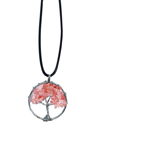 Tree of Life Cherry Quartz Pendant